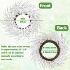 GTIDEA 24" Summer Wreaths for Front Door, Artificial White Forsythia Flower Wreath on Grapevine, Floral Wreath for Home Indoor Outdoor Wall Window Garden Porch Farmhouse Summer Door Decor