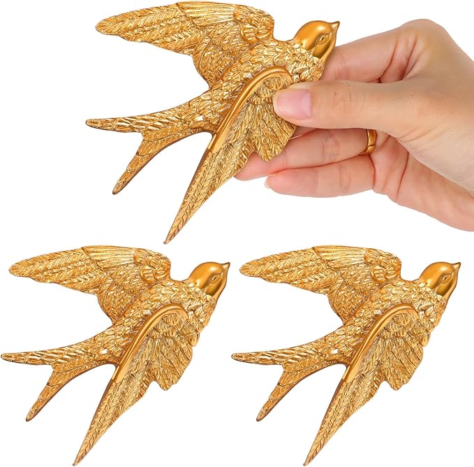 UKCOCO 3pcs Resin Swallow Wall Sculpture: Swallow Decorations Indoor Wall Art Crafts Living Room Bedroom Garden Decor, 4. 72x3. 54x0. 59in