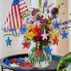 48PCS Fourth of July Decorations for Tree, America Star Ornaments, Pre-Assembled Patriotic Star Ornaments, Red Silver and Blue 250 Anniversary USA Merchandise for Independence Day Memorial Day Decor