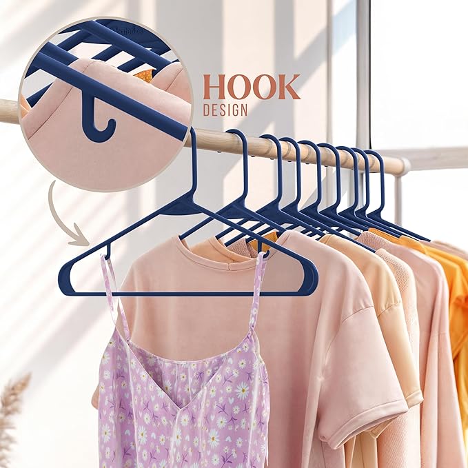 Plastic Hangers 20 Pack Navy Blue - Clothes Hangers - Makes The Perfect Coat Hanger and General Space Saving Clothes Hangers for Closet - Percheros Ganchos para Colgar Ropa Hangars