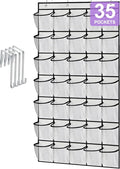 homyfort 35 Large Pocket Over the Door Shoe Organizer, Extra Sturdy Oxford Fabric Hanging Shoe Rack for Door Closet, Wall Mesh Shoe Storage Holder for Mens Women Shoes (White)