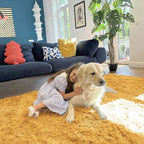OLANLY 2x4 Machine Washable Runner Rugs for Hallway, Soft Fluffy Shaggy Bedside Rugs for Bedroom, Living Room, Indoor Floor Carpet for Kids Girls and Boys, Home Decor Aesthetic, Mustard Yellow