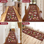 U'Artlines Red Christmas Runner Rug for Hallways,2'6" x 8'Colorful Floral Carpet Soft Non Slip Washable Floor Carpet Runners for Entryway Laundry Room Bathroom (Red)