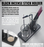 2 in 1 Incense Holder for Sticks Incense Burner Holder with Storage,Glass Upside Down Incense Holder for Sticks with Glass Ash Catcher for Meditation Yoga Spa Room Home Decor[Black]