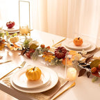 Valery Madelyn 24 inch Fall Pumpkin Teardrop Swag Autumn Harvest Door Hanger with Striped Bow, Mini Pumpkins, Eucalyptus, Raffia & Berry Sprays for Front Door, Mantel Thanksgiving Table Centerpiece