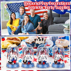 Sotiff 12 Sets 4th of July Craft Red Blue White 250th Anniversary DIY Craft Bald Eagle Firework Picks Patriotic Flower Wreath Ornaments Heart Stars for Independence Day Patriotic Party Favors