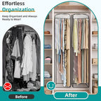 LANDNEOO 6 Pack Clear Garment Bags for Hanging Clothes with Zippers on Double Sides - 10'' Clothes Storage for Coat, Dress, and Fur in Closet - 60'' Long Suit Bags