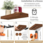 Sorbus Floating Shelves for Wall – 16 Inch Floating Shelf for Kitchen, Bedroom, Living Room, Bathroom, Home & Wall Decor - Mounted Bathroom Shelves with Invisible Brackets (Walnut, 2 Pack)