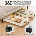 Yecaye 4 Pack Under Bed Storage with Wheels, Under Bed Storage Containers with Lids, Large Under Bed Rolling Storage with Clear Window & Label, Rolling Drawers for Clothes, Blankets, Books