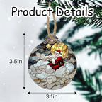 DASTOLL Stained Glass Christmas Decorations, Golden Moon Santa Claus Cloud Suncatcher for Window Christmas Tree Hanging Ornaments Sun Catcher Xmas Decor Gifts for Women Men Mom Nana Friend