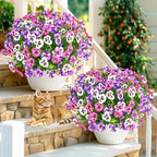 MARTINE MALL 18 Bundles Look Real Artificial Flowers for Outdoors, Realistic Fake Outdoor Flowers UV Resistant Silk Pansy Flower for Outside Faux Flower Plant for Outdoor Porch Yard, Pink+Purple+White