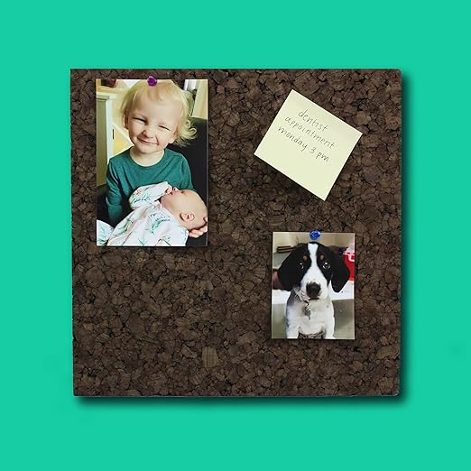 Flipside Products 12" x 12" x 9.5mm Thick Dark Brown Cork Squares, Wall Tiles, Square Pinning Cork Board, Bulletin Board Mini Wall Board - 4 Pack