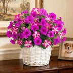 6 Pcs Artificial Petunia Flowers for Outdoor, Fake Spring Petunias Faux Silk Flowers for Outdoors UV Resistant Plants for Planters Garden Porch Patio Window Box Indoor Table Decor(Fuchsia Purple)
