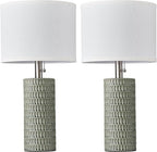 Reaketon Table Lamps for Living Room Set of 2, Ceramic Table Lamps for Bedroom, 20" Modern Lamps for Night Stands, Green