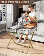 IBUYKE Luggage Rack for All Suitcase Sizes,Foldable Suitcase Stand,Metal Luggage Holder,Easy to Assemble for Bedroom Living Room Hotel,Gold TLR001G-2