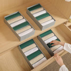 4 Packs T-shirt Drawer Organizers for Clothing,6 Grids Compartment Wardrobe Storage Box, Washable Clothes Organizer for Folded Clothes, T-shirt, Legging, Silk Scarve