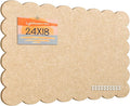 Lightomorrow Scalloped Bulletin Board, 24 x 18 Inches Felt Pin Board - Decorative Cork Alternative for Wall, Foldable Picture Self-Adhesive Vision Prayer Board with 20 Pushpins - Beige Brown