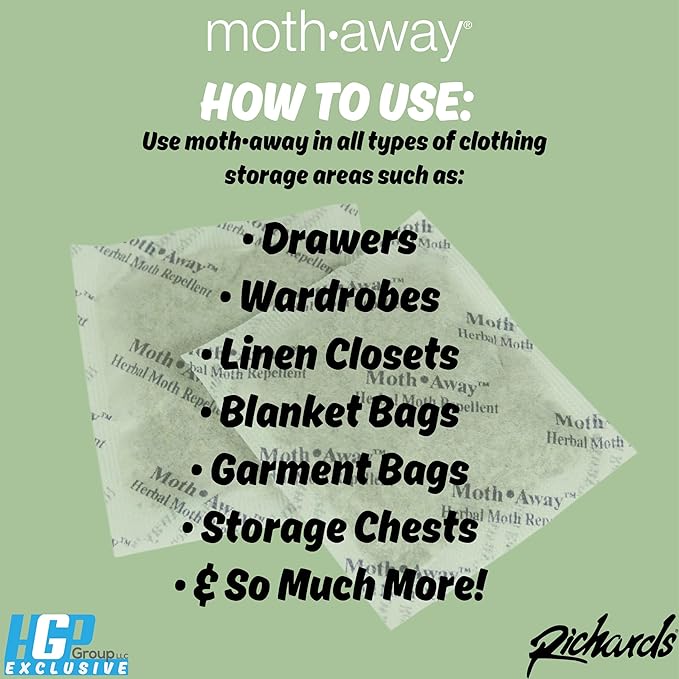 Richards Homewares Moth Away Herbal Repellent – 18 Jumbo Sachets with Hanging Hooks, All-Natural & Non-Toxic Moth Protection, Fresh Mint Scent, Made in USA