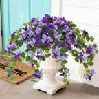 Homsunny Artificial Fake Flowers Plants for Outdoor Decoration, 2 Pcs Faux Silk Flower Bougainvillea Vines Look Real UV Resistant for Home Porch Patio Balcony Yard Spring Decor(Purple)