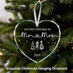 First Christmas Married Ornament 2025, Mr and Mrs Gifts, Wedding Gifts, Bridal Shower Gift Just Married Ornament Gift for Newlywed, Christmas Ornaments 2025 for Couple, Xmas Hanging Ornament