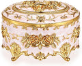 Hipiwe Vintage Metal Jewelry Box - Oval Trinket Organizer Ring Box Case with Rose Pattern Jewelry Storage Box for Ring Earrings Necklace, Gift for Women