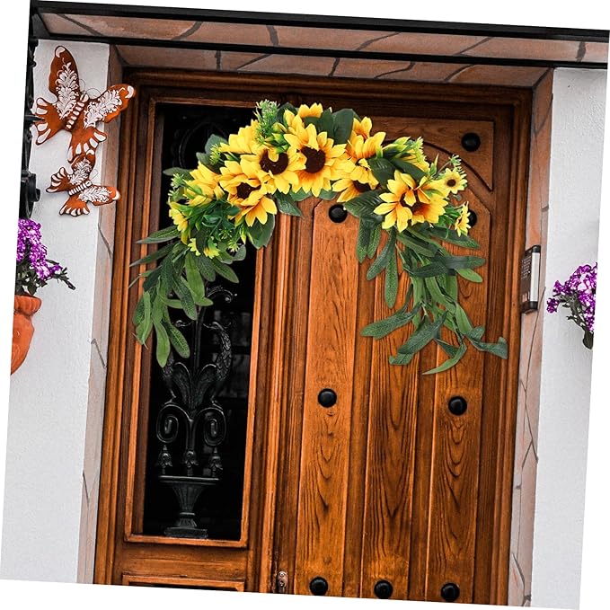 BESPORTBLE Sunflower Swag Decorative Plant Delicate Garland Wreath Wedding Door Swag for Room Wedding