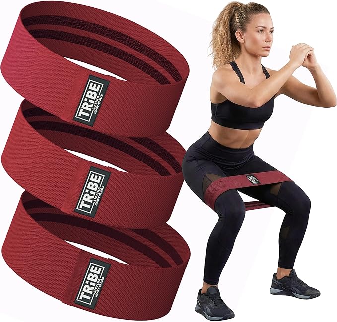 Tribe Lifting Fabric Resistance Bands for Legs - Workout Bands Resistance Bands for Men and Women - Booty Bands for Working Out - Exercise Bands Resistance Bands Set - Elastic Bands for Exercise