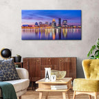 Louisville City Wall Art Sunset Kentucky Decor Colorful Waterfront Park Canvas Prints Pictures Louisville Skyline Painting Cityscape Poster Artwork for Kitchen Living Room Home Decoration 24x48”