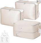DIMJ 66L Comforter Storage Bag - 3 Pack Space-Saving Self-Compression Bags for Blankets, Duvets, Pillows, Bedding, and Down Jackets with Clear Window and Handle