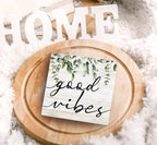 SRADMO Botanical Eucalyptus Leaves Wood Box Sign Desk Decor, Rustic Eucalyptus Leaves Wooden Block Box Sign Decoration For Home Office Shelf Table Decor