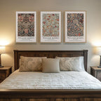 Framed Vintage William Morris Canvas Wall Art Set of 3, Large Retro Floral Artwork Prints, Rustic Farmhouse Botanical Aesthetic Wall Decor for Living Room, Bedroom, Hallway, Office, Total Size 30x60