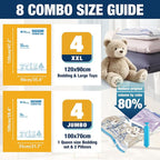 Vacuum Storage Bags Jumbo and XXL, Extra Large Vacuum Seal Bags for Bedding Blankets Comforters Clothing (4J+4XXL)