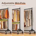 HOKEEPER Z Rack for Clothing Heavy Duty Clothes Rack Hold 550 LBS Commercial Garment Rack with Wheels Rolling Portable Z Base for Bedroom, Living Room, Laundry, Black, 22.8" D x 62.6" W x 87.8" H