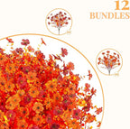 Artificial Fake Mums Fall Flowers for Outdoor Outside Decoration 12 Bundles Faux Silk Flowers Plants Realistic Daisy UV Resistant Fall Décor Autumn Front Door Porch Patio Yard Decoration