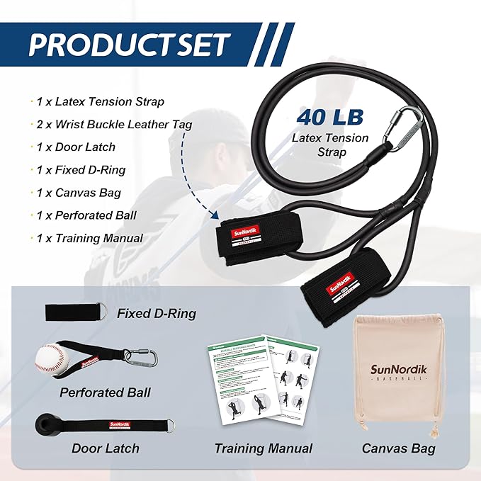 SunNordik Resistance Bands for Pitchers, Baseball & Softball Training Equipment for Improving Arm Strength & Pitching Training, Baseball Pitching Bands for All Skill Levels
