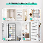 WVM Over the Door Shoe Organizer with 35 Breathable Mesh Pockets, Hanging Shoe Organizer for Door with 4 Metal Hooks, Large Capacity Closet Storage for Shoes, Accessories, White