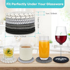 Coasters Set of 8, Absorbent Coasters for Drinks, Living Room Decor, Coffee Table Decor, Bar Accessories for The Home Bar Set (Grey Without Holder)