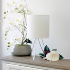 Simple Designs LT2066-WOW-LB 14" Down to The Wire Table Lamp for Bedroom, Living Room, Entryway, Office, White with White Shade, with Feit LED Bulb Included