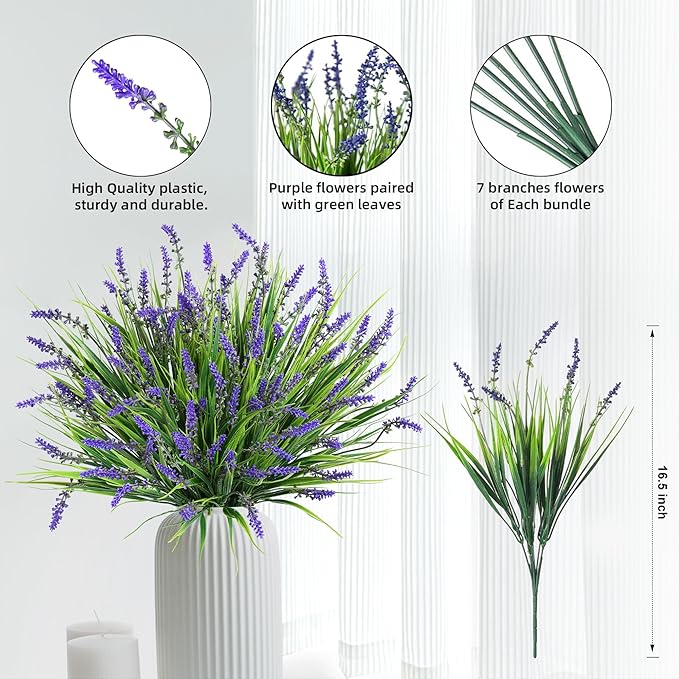 Ivydale Artificial Plants Fake Flowers Monkey Grass for Outdoors,UV Resistant Realistic 20PCS Red Faux Greenery Shrubs Outside Decor for Home Garland Porch Patio Balcony Planter Yard Office Pathway