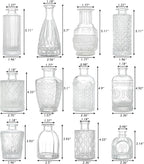 Glass Bud Vases Set of 12, Small Vases for Flowers, Clear Bud Vases in Bulk for Centerpieces Mini Vintage Vase for Rustic Home Wedding Table Decorations