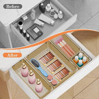 25 PCS Plastic Drawer Organizer Set, 4-Size Versatile Organizer Trays & storage Bins for Makeup, Jewelry, and Gadgets in Bathroom, Bedroom and Office,Champagne