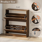 Shoe Cabinet with 2 Flip Drawers, Slim Narrow Shoe Storage Cabinet, Freestanding Shoe Organizer with Adjustable & Removable Shelves, Top Display Shelf for Entryway, Hallway, Foyer, Closet