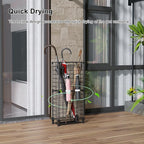 AWTATOS Umbrella Holder Entryway, Umbrella Stand Freestanding, Metal Square Umbrella Rack Organizer with a Removable Drip Tray, Hooks, Black