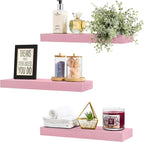 Sorbus Floating Shelves for Wall – 16 Inch Floating Shelf for Kitchen, Bedroom, Living Room, Bathroom, Home & Wall Decor - Mounted Bathroom Shelves with Invisible Brackets (Soft Pink, 3 Pack)