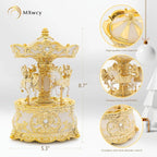 Carousel Music Box Gold & Ivory 8.7" Rotate Christmas Music Box for Kids & Adults, Classic Wind up Cylinder Music Box Valentines Day Gifts for Women Girls Mom Carousel Horse Musical Lantern Home Decor