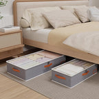 Yawinhe Pack of 2 Underbed Storage Bags, Foldable Clothes Storage with Clear Window, for Duvets, Clothes, 80 x 40 x 15 cm, Grey