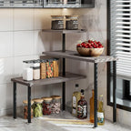 Countertop Organizer Organization 3 Tier Kitchen Corner Shelves Adjustable Spice Storage Rack for Bathroom Coffee Area Over Sink (Dark Gray Oak)