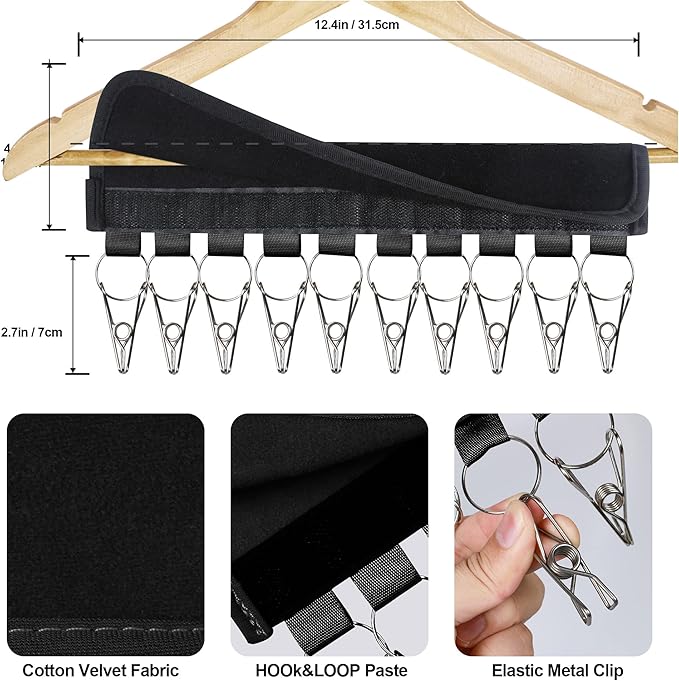 Hat Organizer Holder for Hanger & Room Closet, 1Pack Hat Rack Storage Clips, for Hang Baseball Hats Rack, Ball Caps, Winter Beanie & Accessories, Not Including Hangers & Hats (1PC Black)