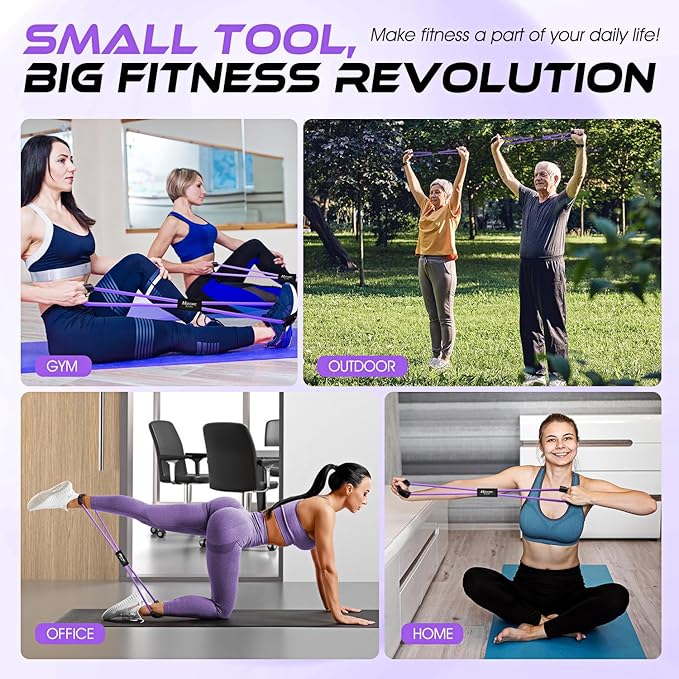 Resistance Bands, Figure 8 Resistance Band, Exercise Bands with Handles, Weights Workout Bands for Arms, Back, Shoulder, Leg, Physical Therapy, Pilates, Home Workout Equipment That Replace Dumbbells