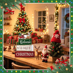 Lineshading 4 Pcs Summer Christmas Table Decoration Wooden Santa Claus Decor Christmas Tiered Tray Decor Decorative Santa Claus Elk Block Sign Gift Farmhouse Xmas Centerpiece for Home Kitchen Shelf
